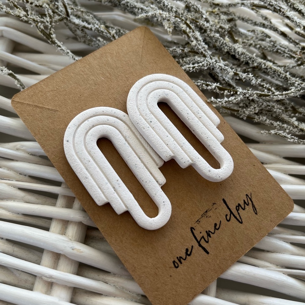 Speckled White Clay Statement Earring Studs